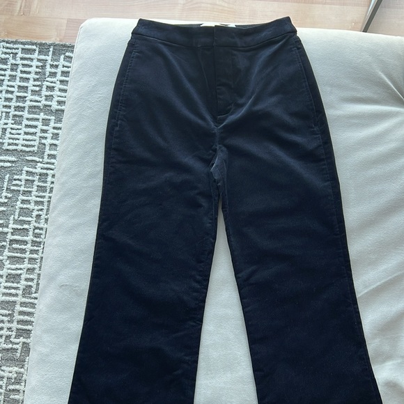 New Joie Duke High Waist Crop Kick Flare Corduroy Pants (Midnight Blue) Size 00 - Picture 3 of 6